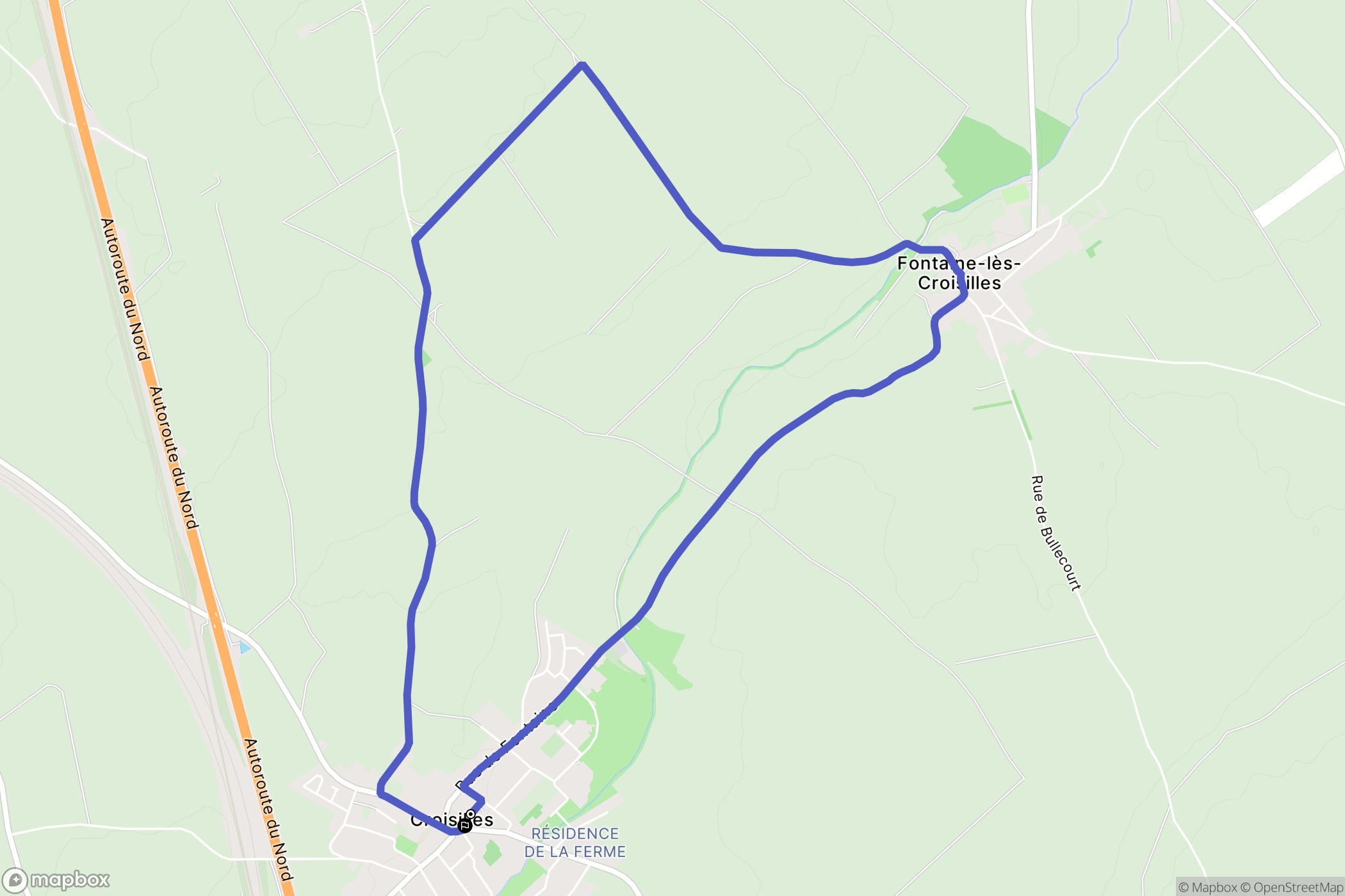 Croisilles : carte du parcours de randonnée - France