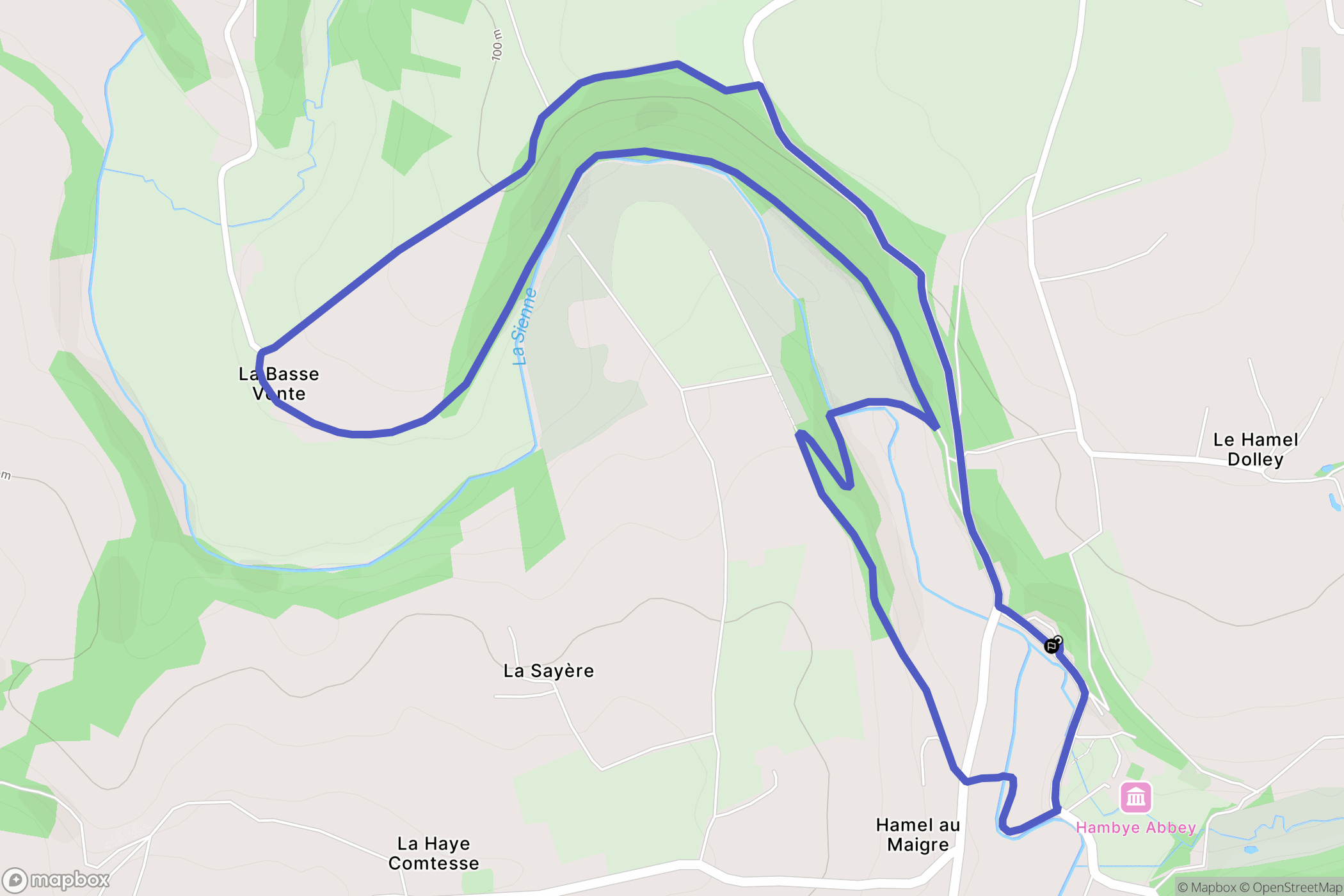 Hambye : carte du parcours de randonnée - France