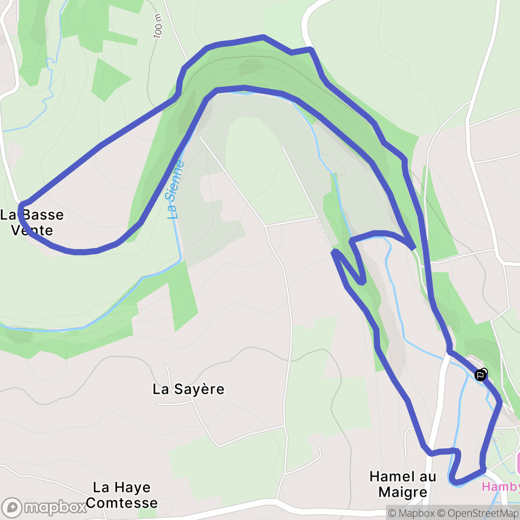 Hambye : carte du parcours de randonnée - France