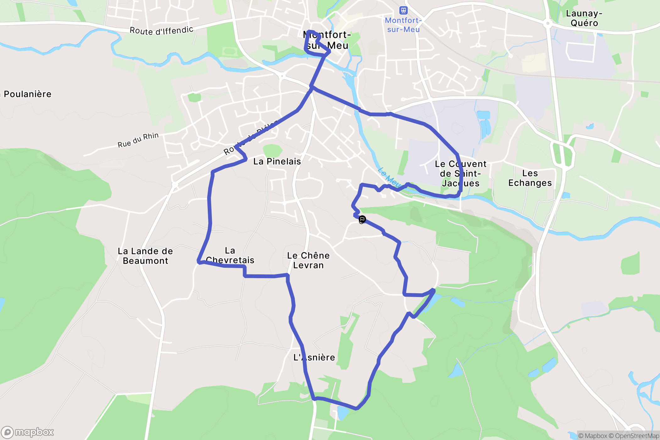 Montfort-sur-Meu : carte du parcours de randonnée - France