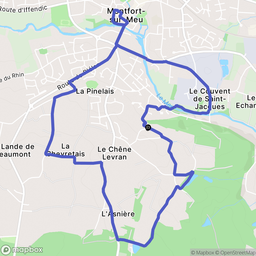 Montfort-sur-Meu : carte du parcours de randonnée - France