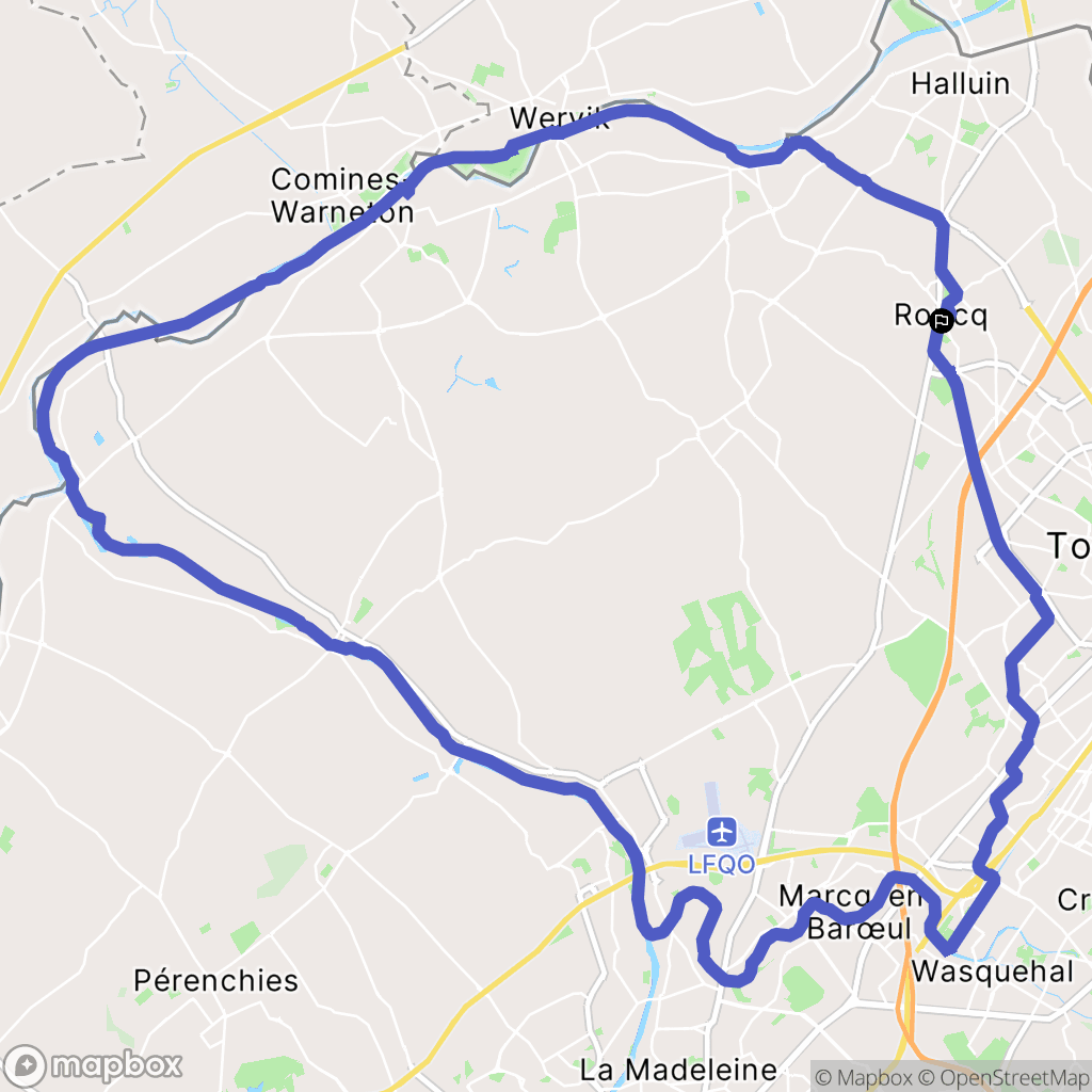 Roncq : carte du parcours de randonnée - France