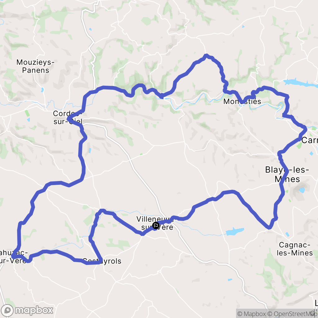Villeneuve-sur-Vère : carte du parcours de randonnée - France