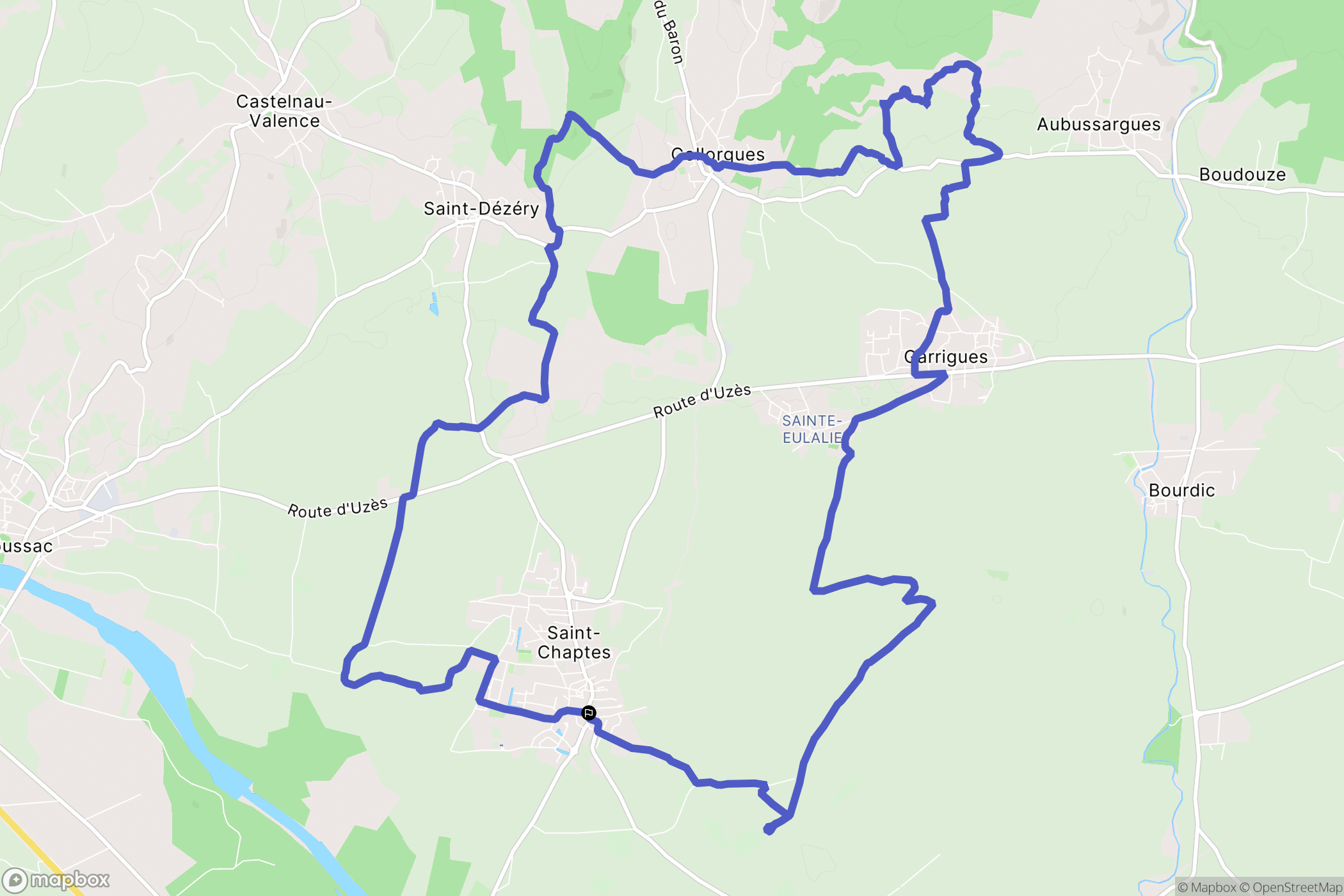Saint-Chaptes : carte du parcours de randonnée - France