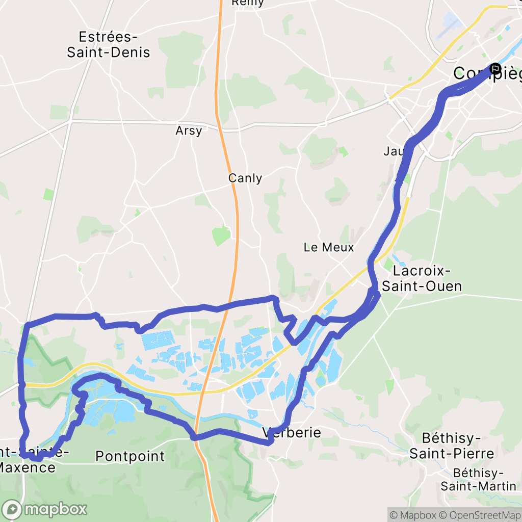Compiègne : carte du parcours de randonnée - France