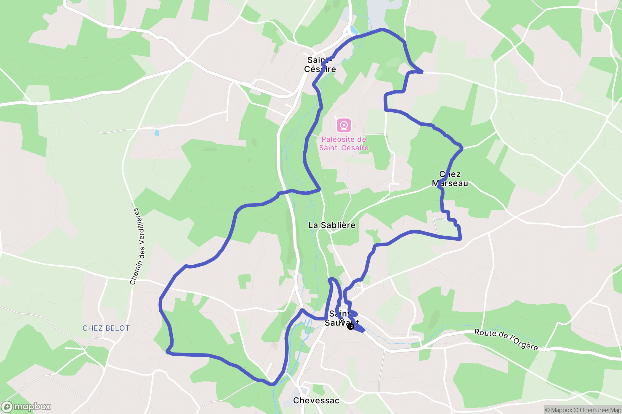 Saint-Sauvant : carte du parcours de randonnée - France