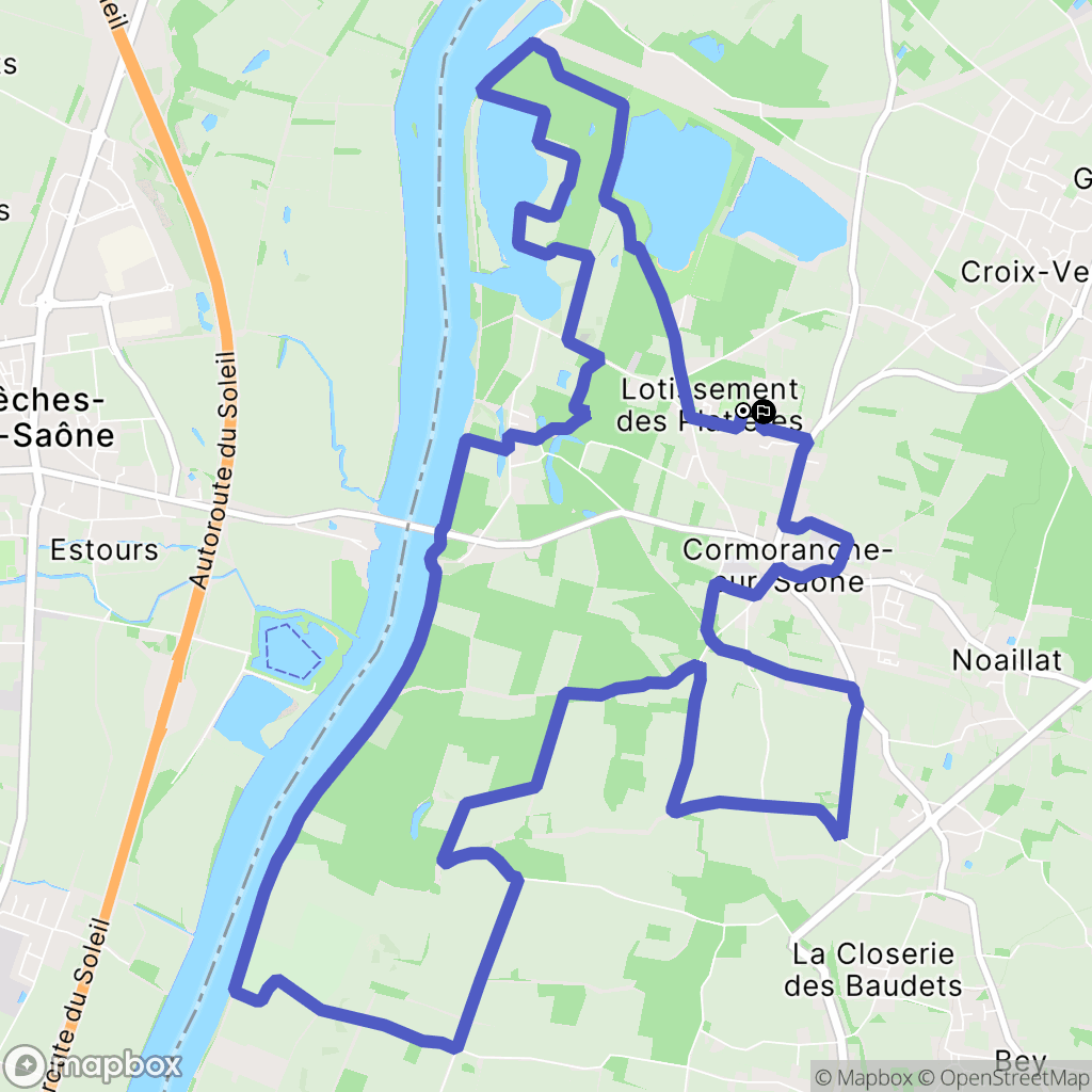 Cormoranche-sur-Saône : carte du parcours de randonnée - France
