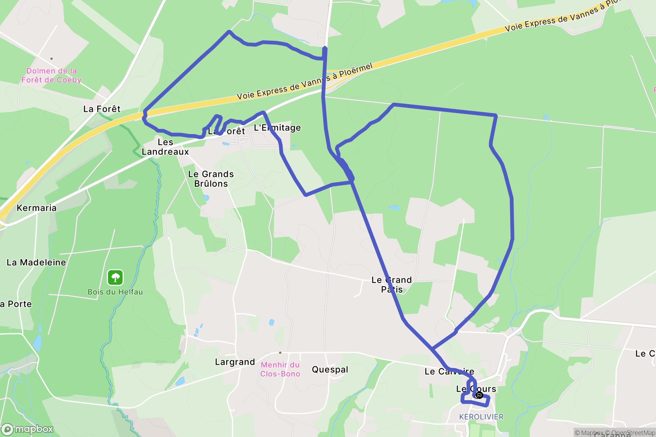 Le Cours : carte du parcours de randonnée - France