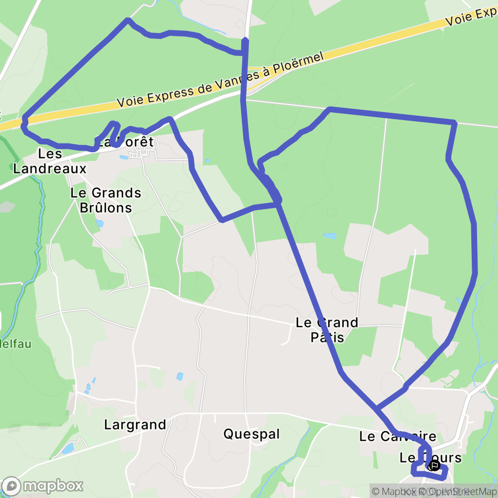 Le Cours : carte du parcours de randonnée - France