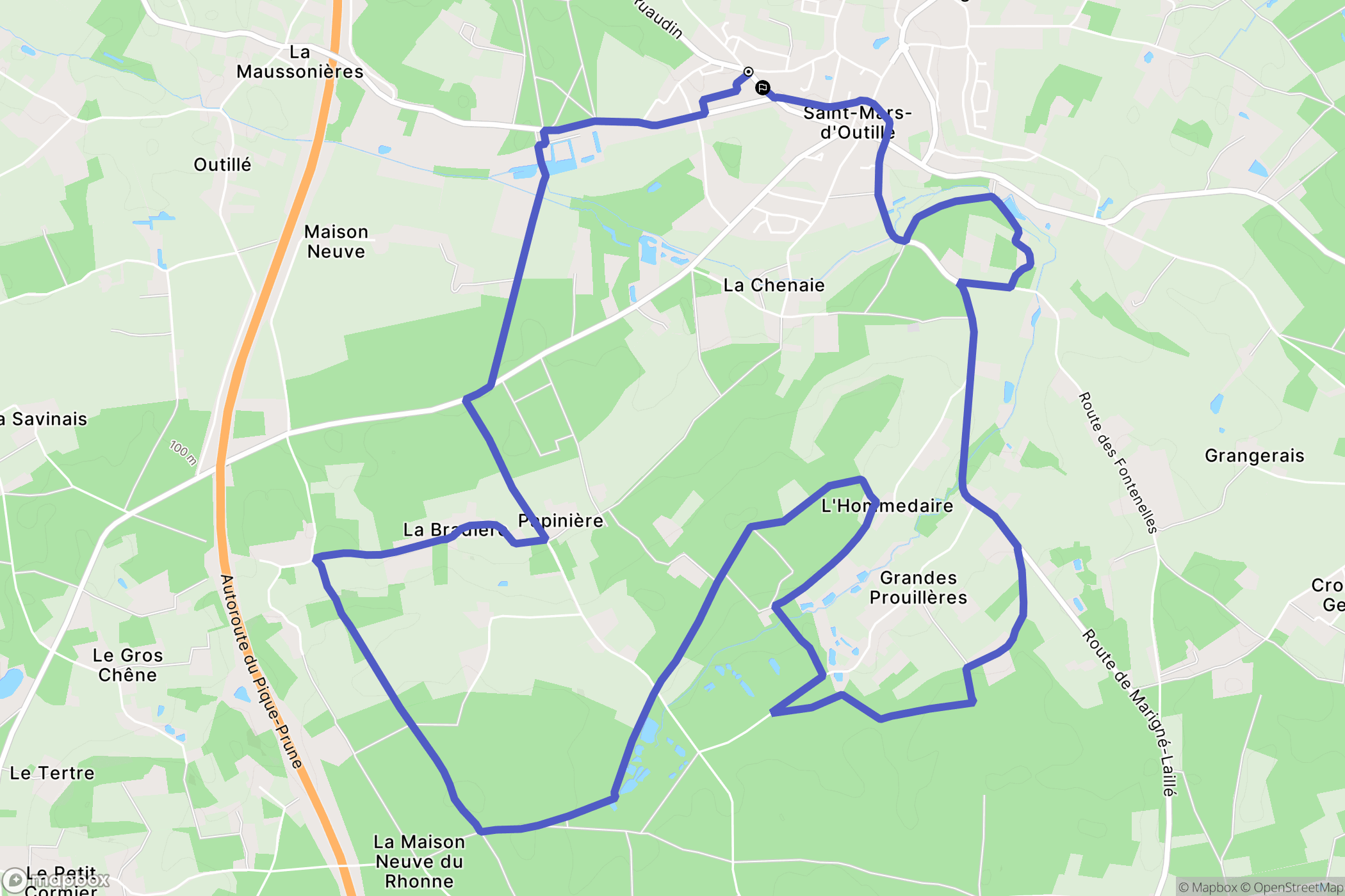 Saint-Mars-d'Outillé : carte du parcours de randonnée - France