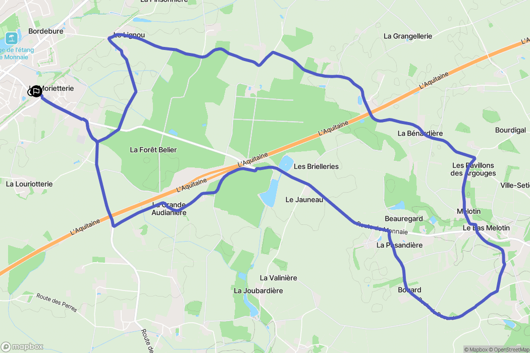 Monnaie : carte du parcours de randonnée - France