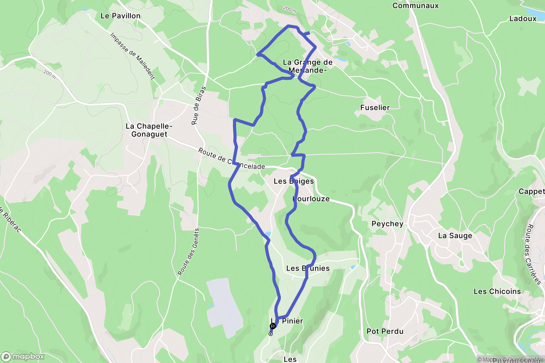 Chancelade : carte du parcours de randonnée - France
