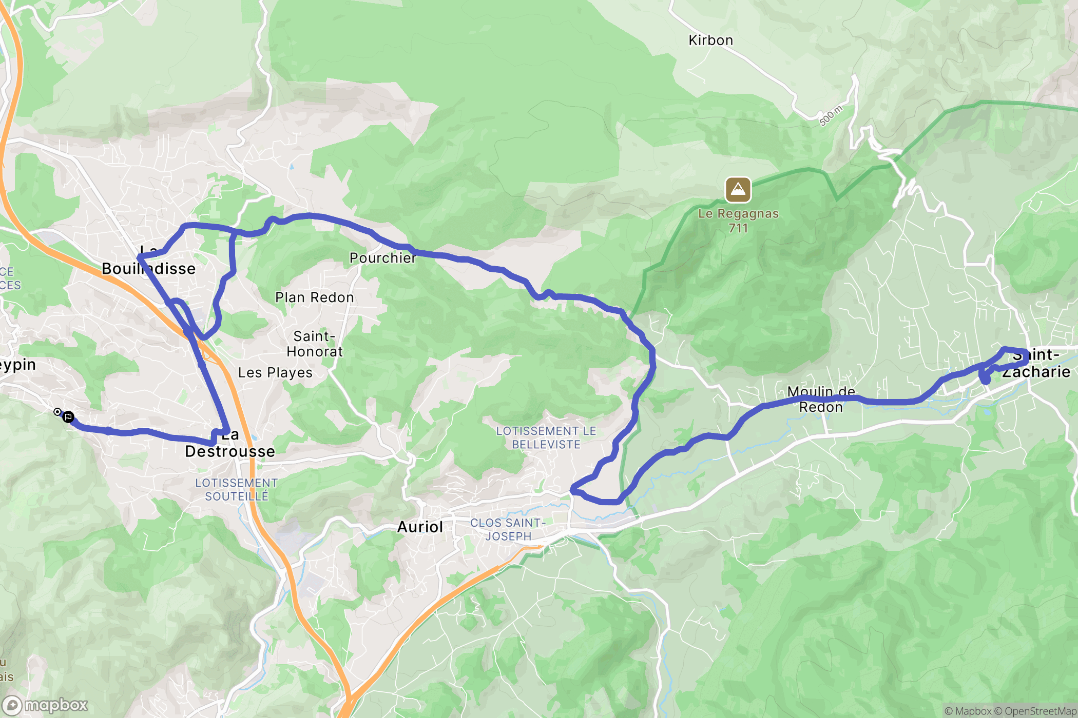 Peypin : carte du parcours de randonnée - France