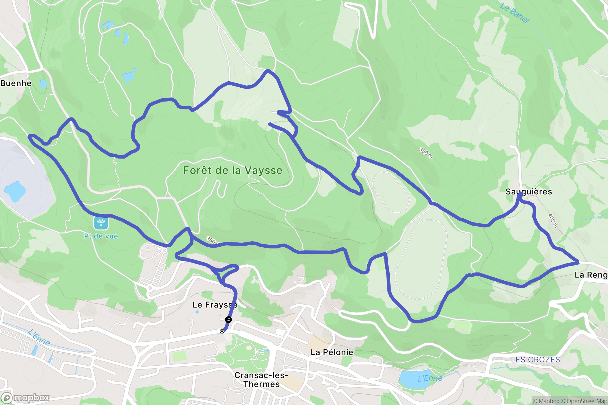 Cransac : carte du parcours de randonnée - France