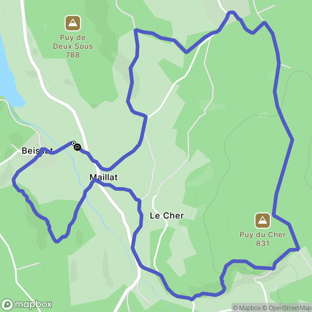 Beissat : carte du parcours de randonnée - France