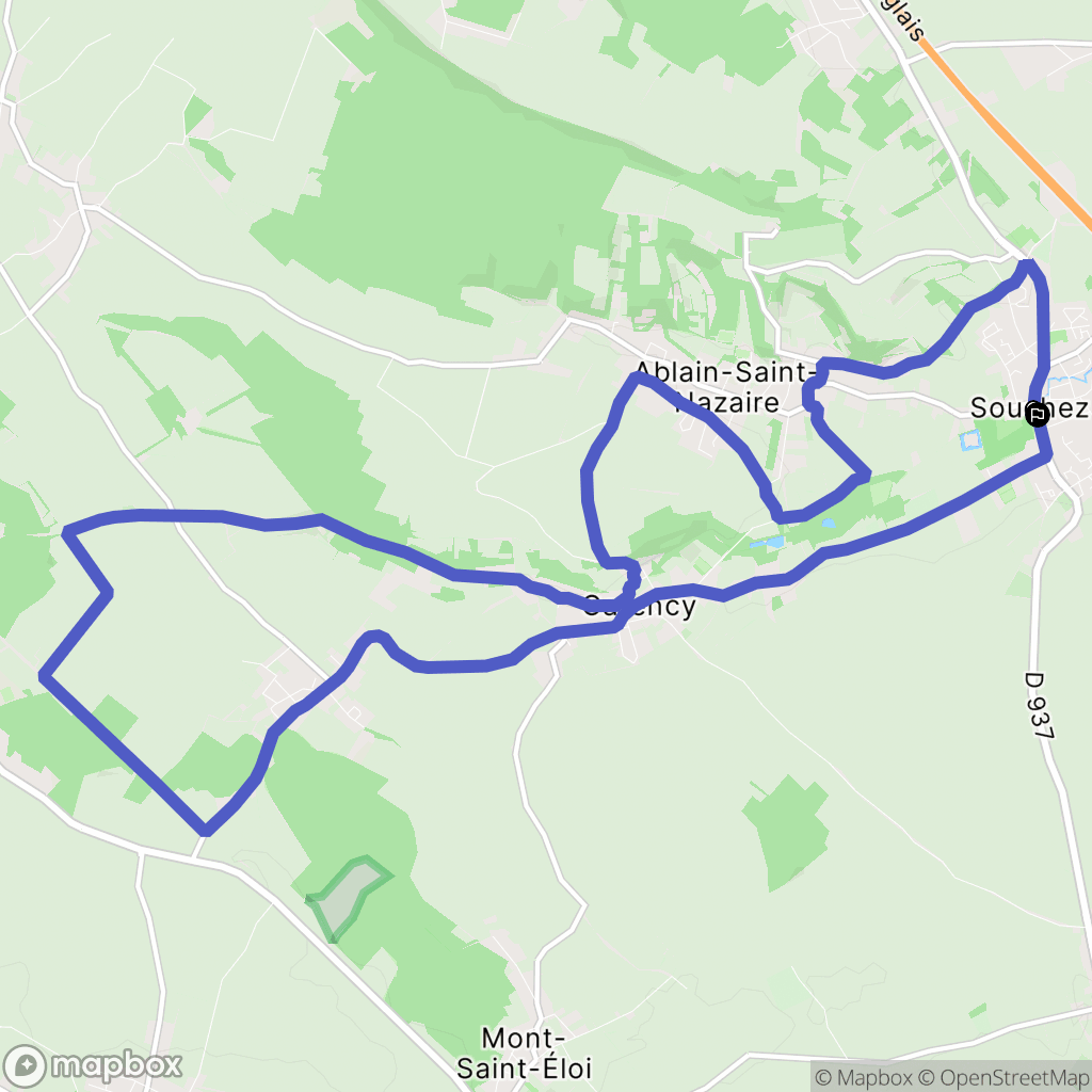 Souchez : carte du parcours de randonnée - France