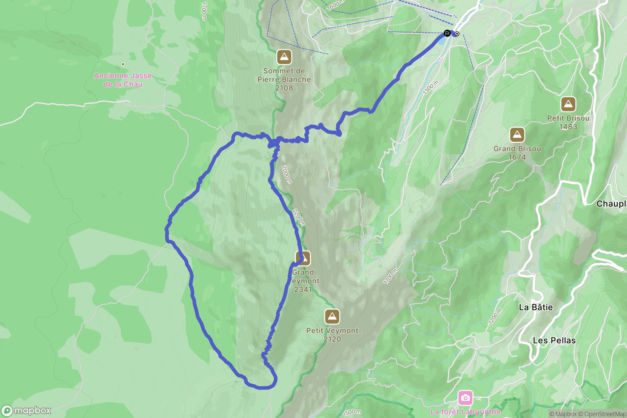 Gresse-en-Vercors : carte du parcours de randonnée - France