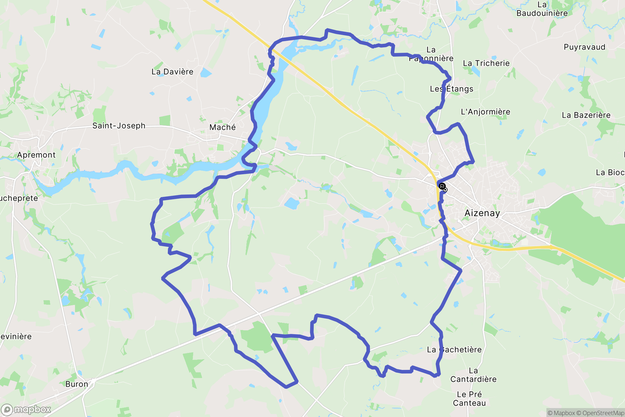 Aizenay : carte du parcours de randonnée - France