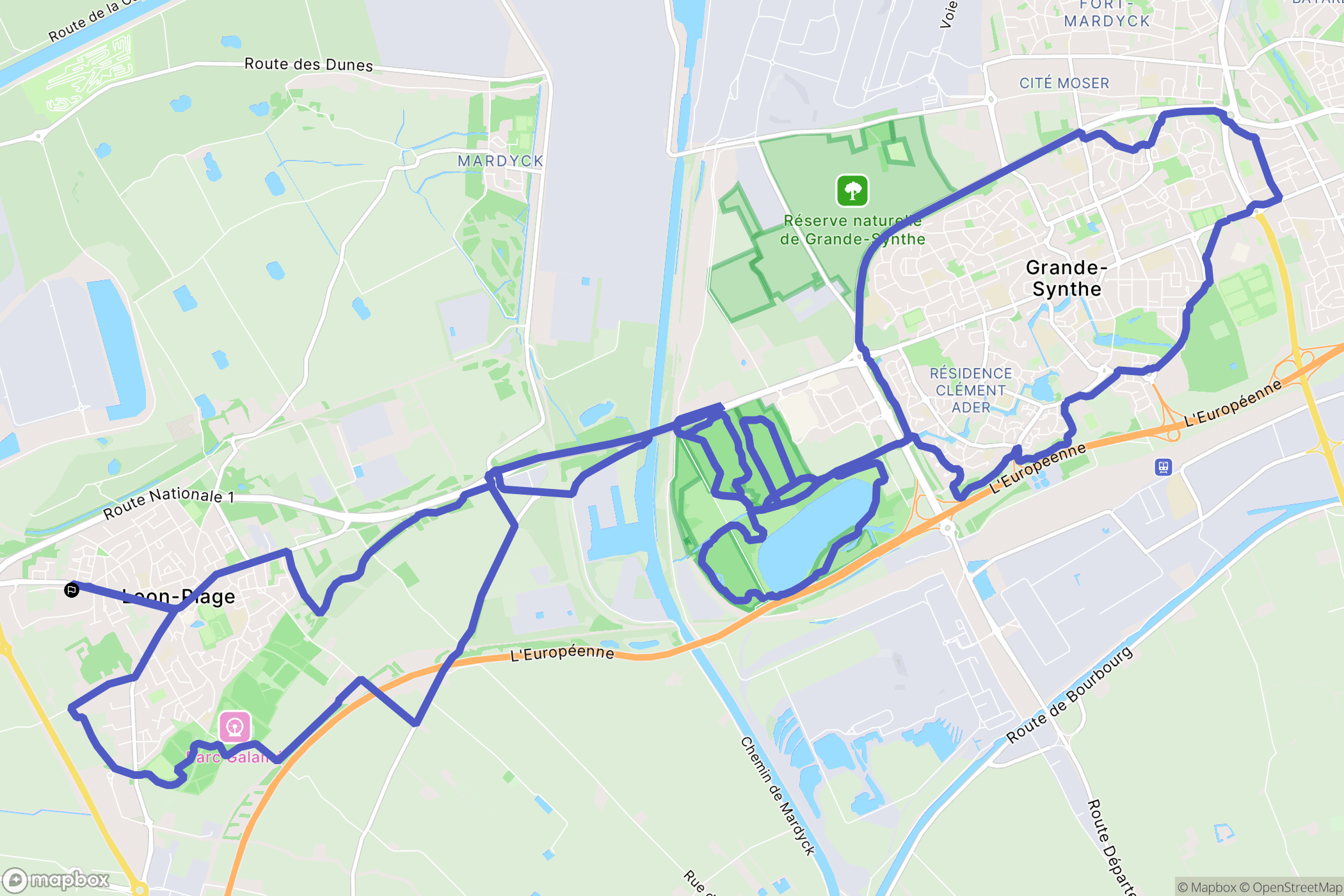Loon-Plage : carte du parcours de randonnée - France