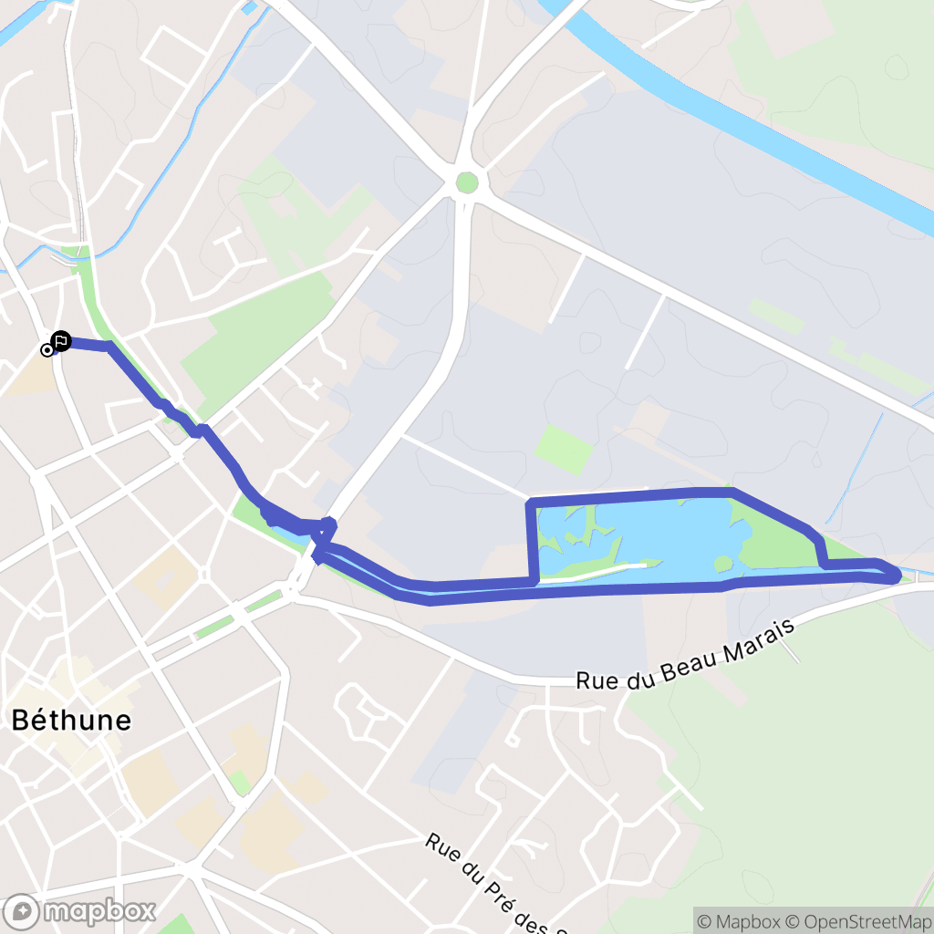 Béthune : carte du parcours de randonnée - France
