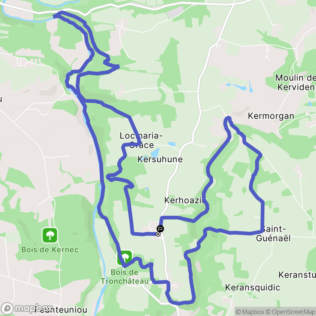 Cléguer : carte du parcours de randonnée - France