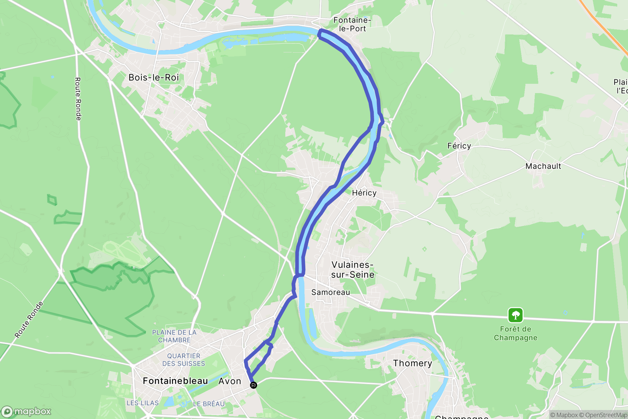 Avon : carte du parcours de randonnée - France