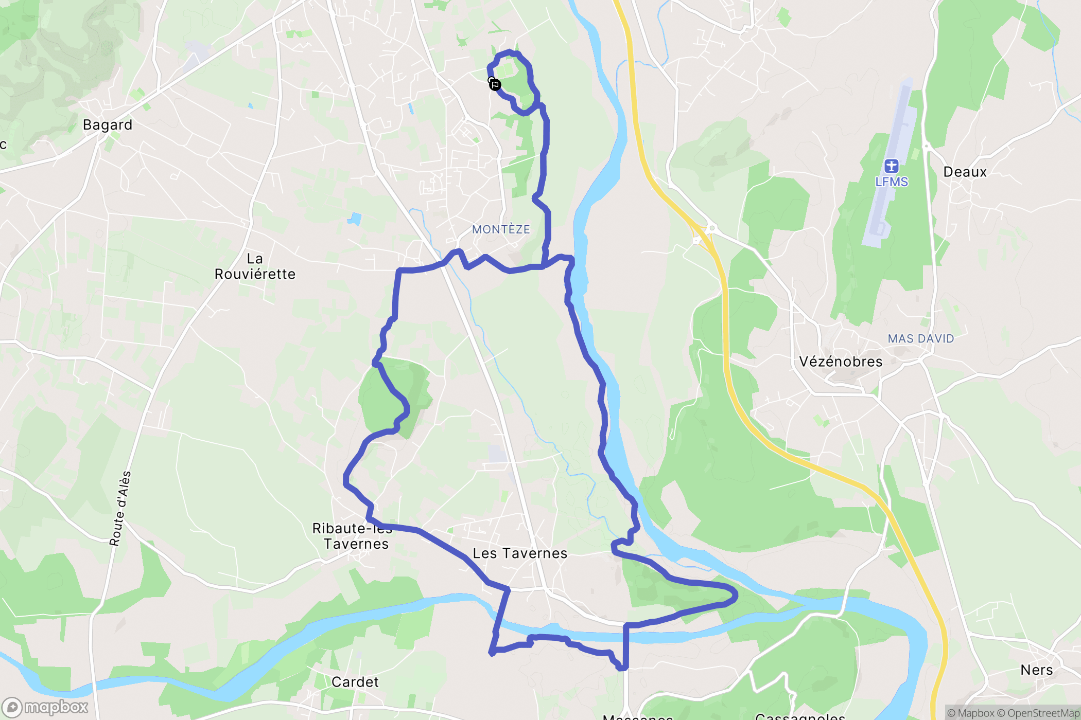 Saint-Christol-lès-Alès : carte du parcours de randonnée - France