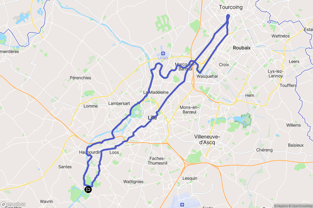 Houplin-Ancoisne : carte du parcours de randonnée - France
