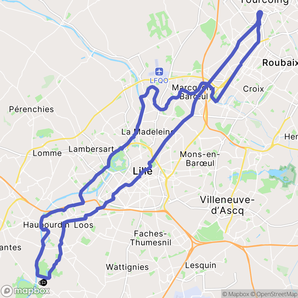 Houplin-Ancoisne : carte du parcours de randonnée - France