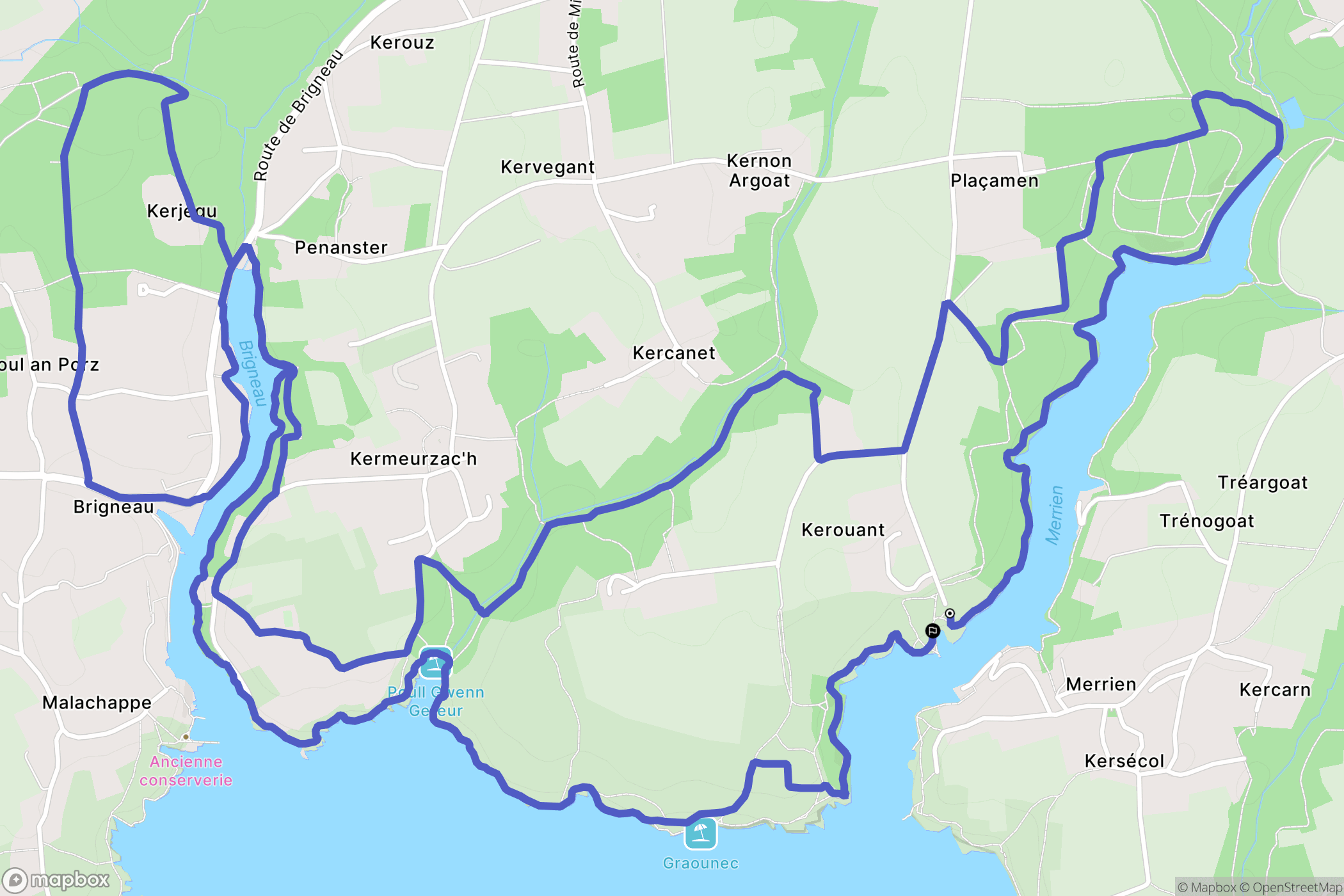 Moëlan-sur-Mer : carte du parcours de randonnée - France
