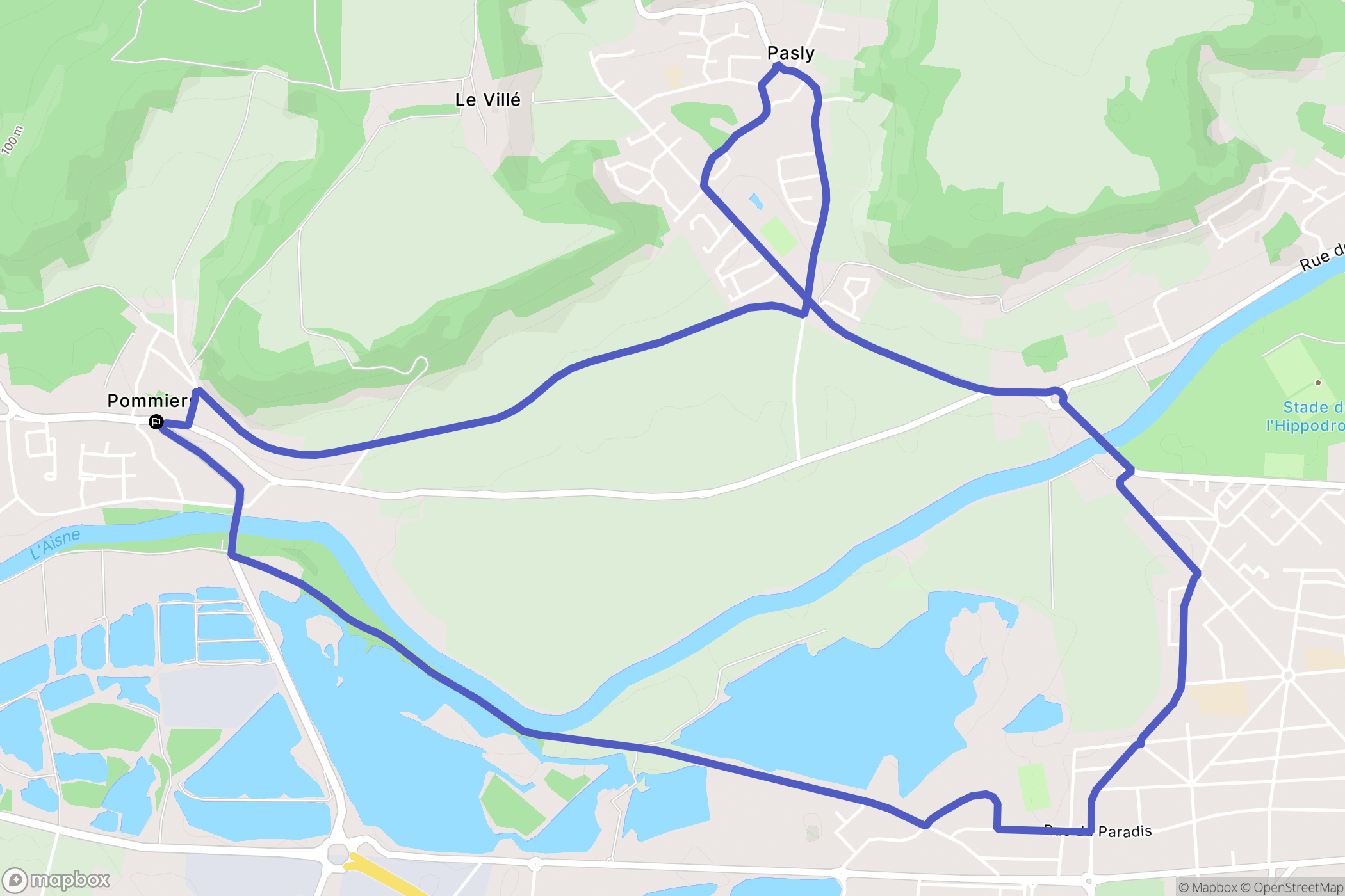 Pommiers : carte du parcours de randonnée - France