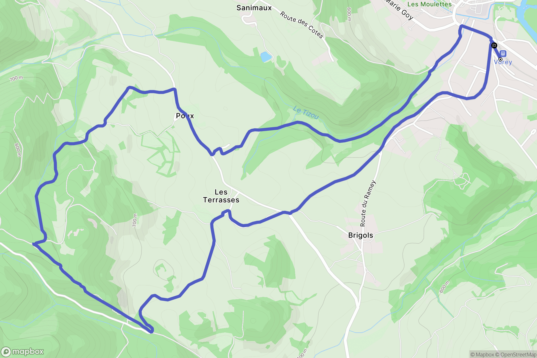 Vorey : carte du parcours de randonnée - France
