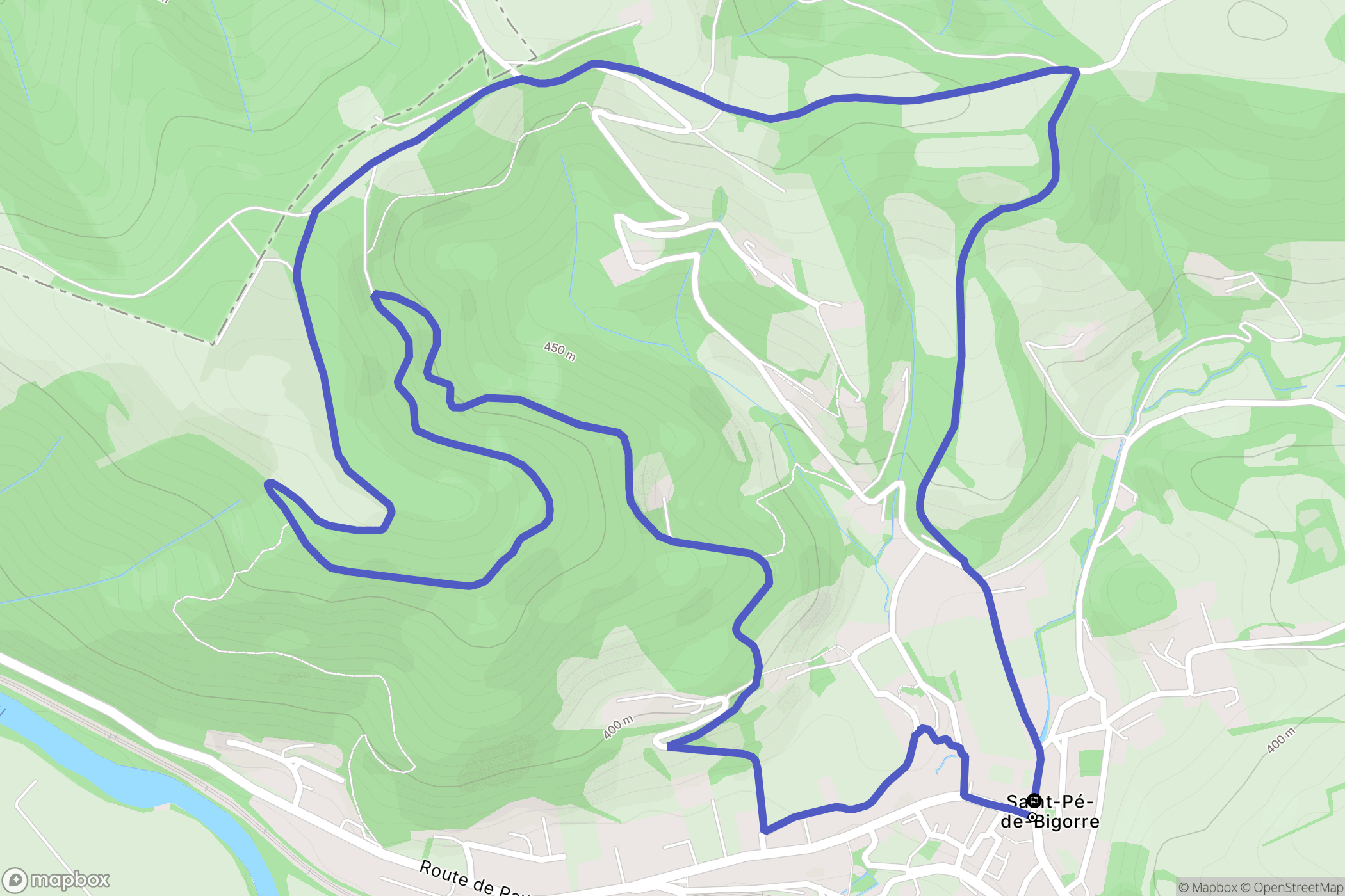 Saint-Pé-de-Bigorre : carte du parcours de randonnée - France