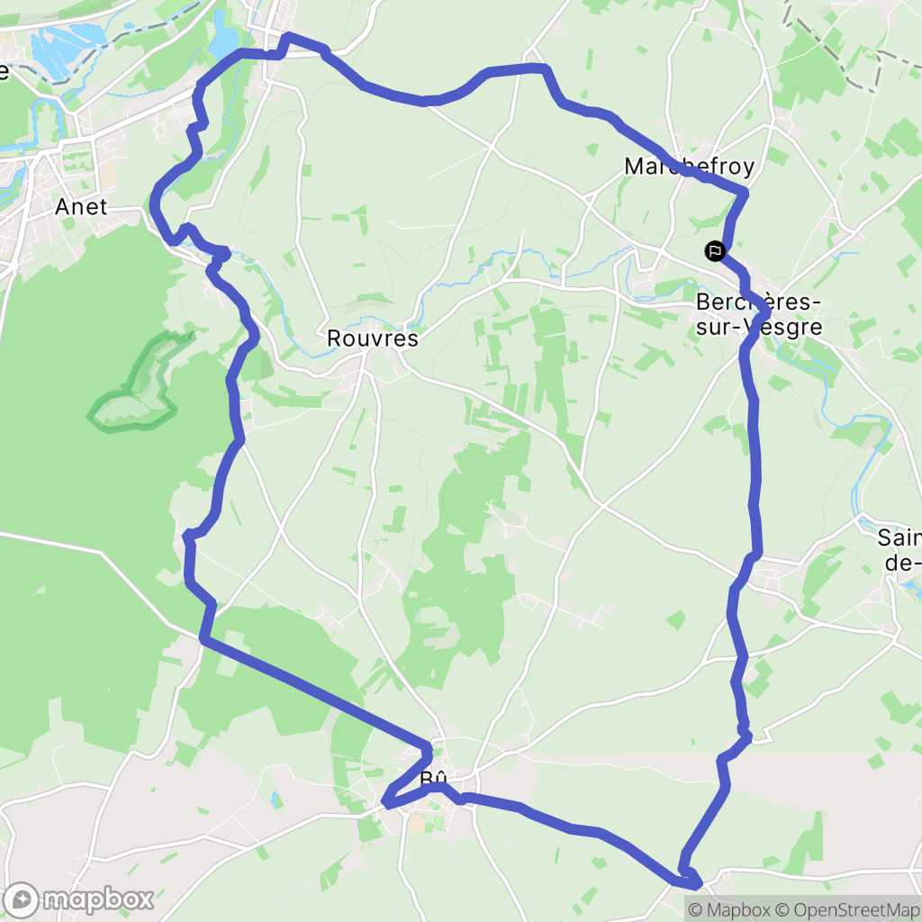 Berchères-sur-Vesgre : carte du parcours de randonnée - France