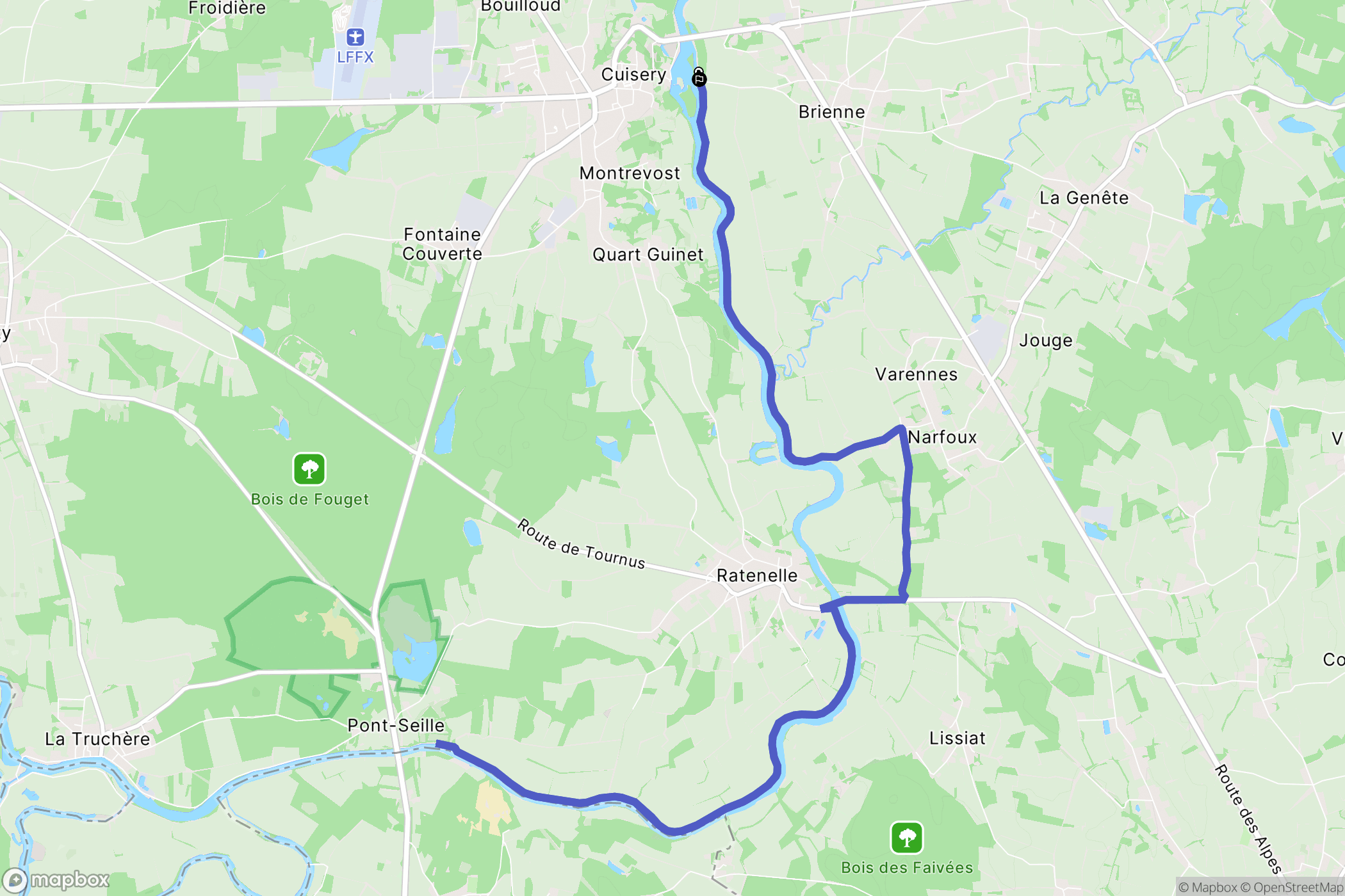 Brienne : carte du parcours de randonnée - France