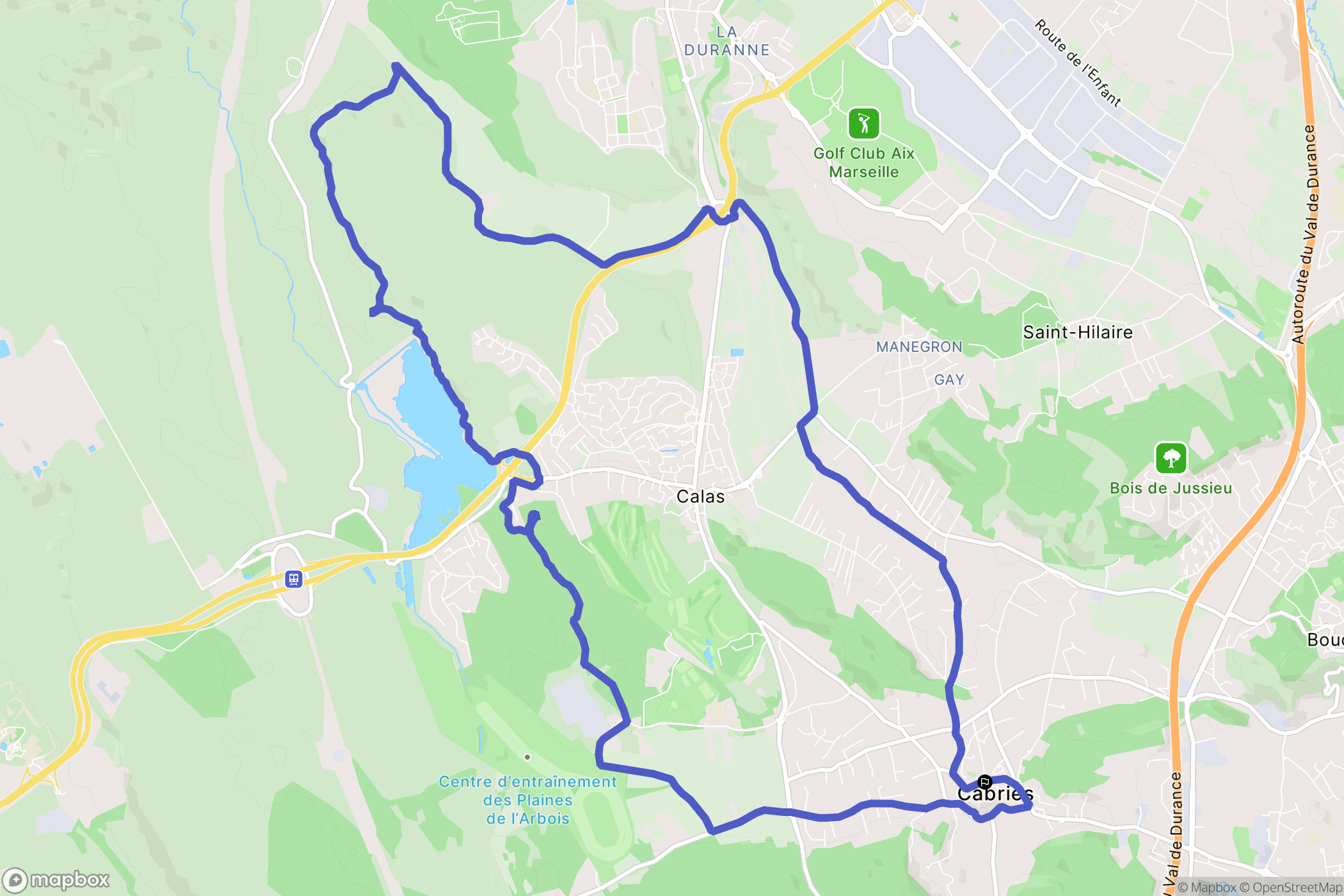 Cabriès : carte du parcours de randonnée - France