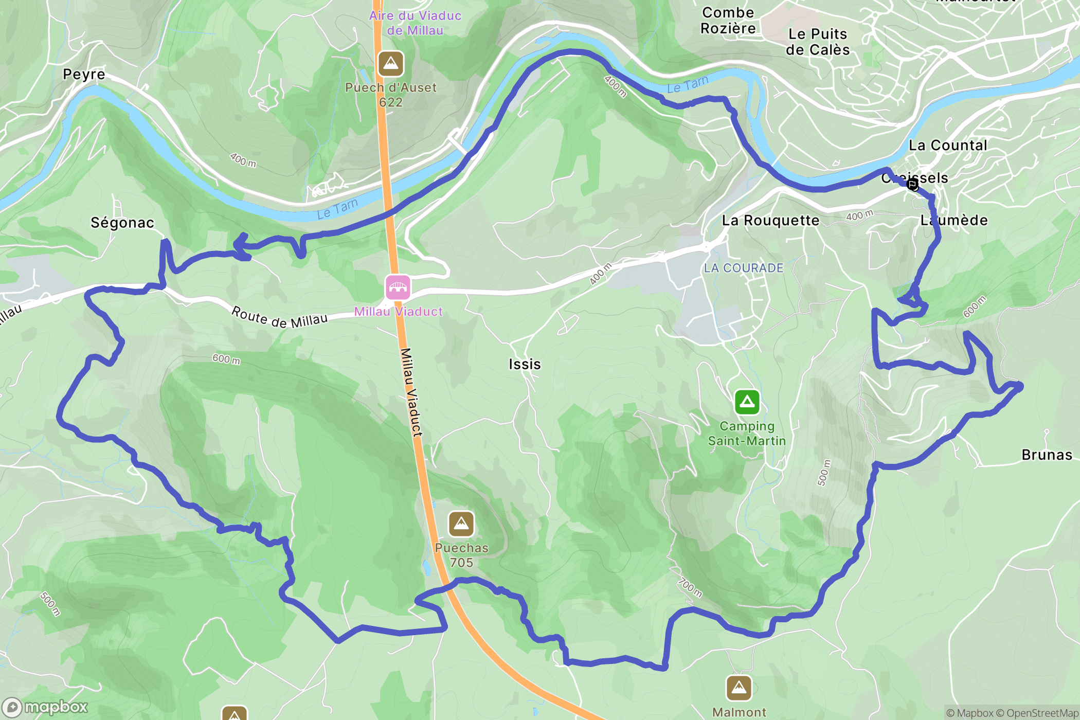 Creissels : carte du parcours de randonnée - France