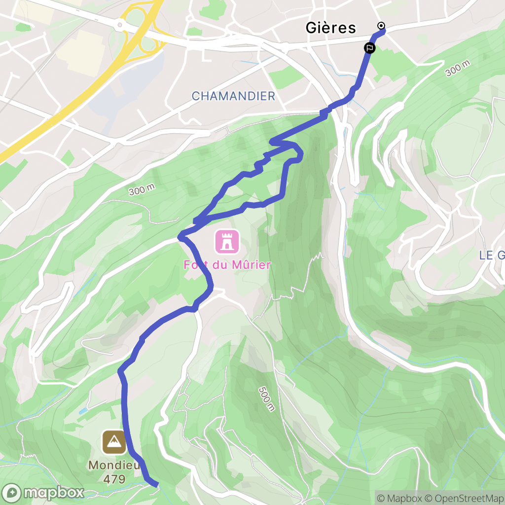 Gières : carte du parcours de randonnée - France