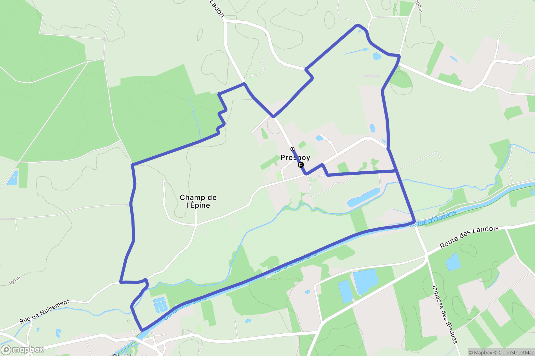 Presnoy : carte du parcours de randonnée - France