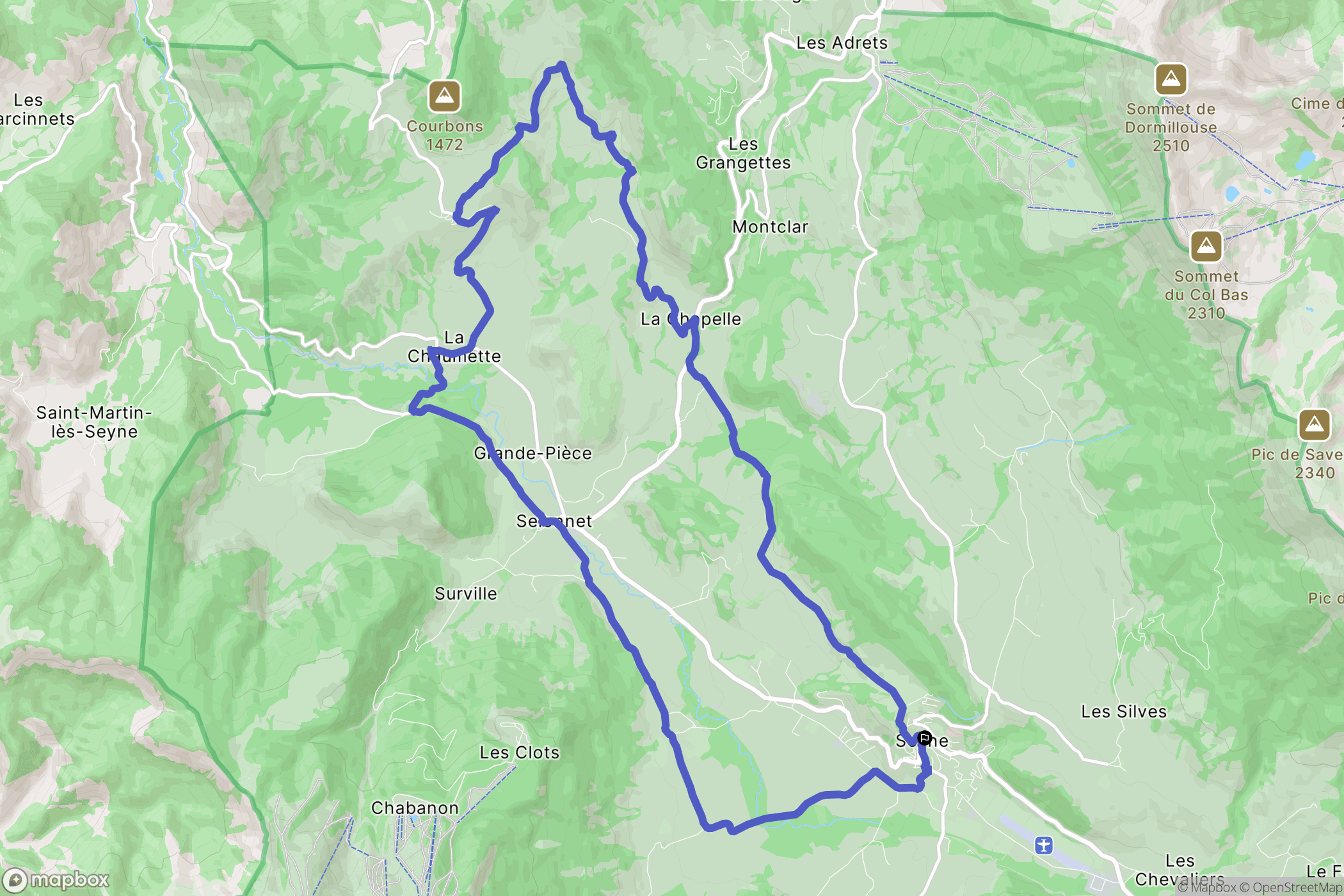 Seyne : carte du parcours de randonnée - France