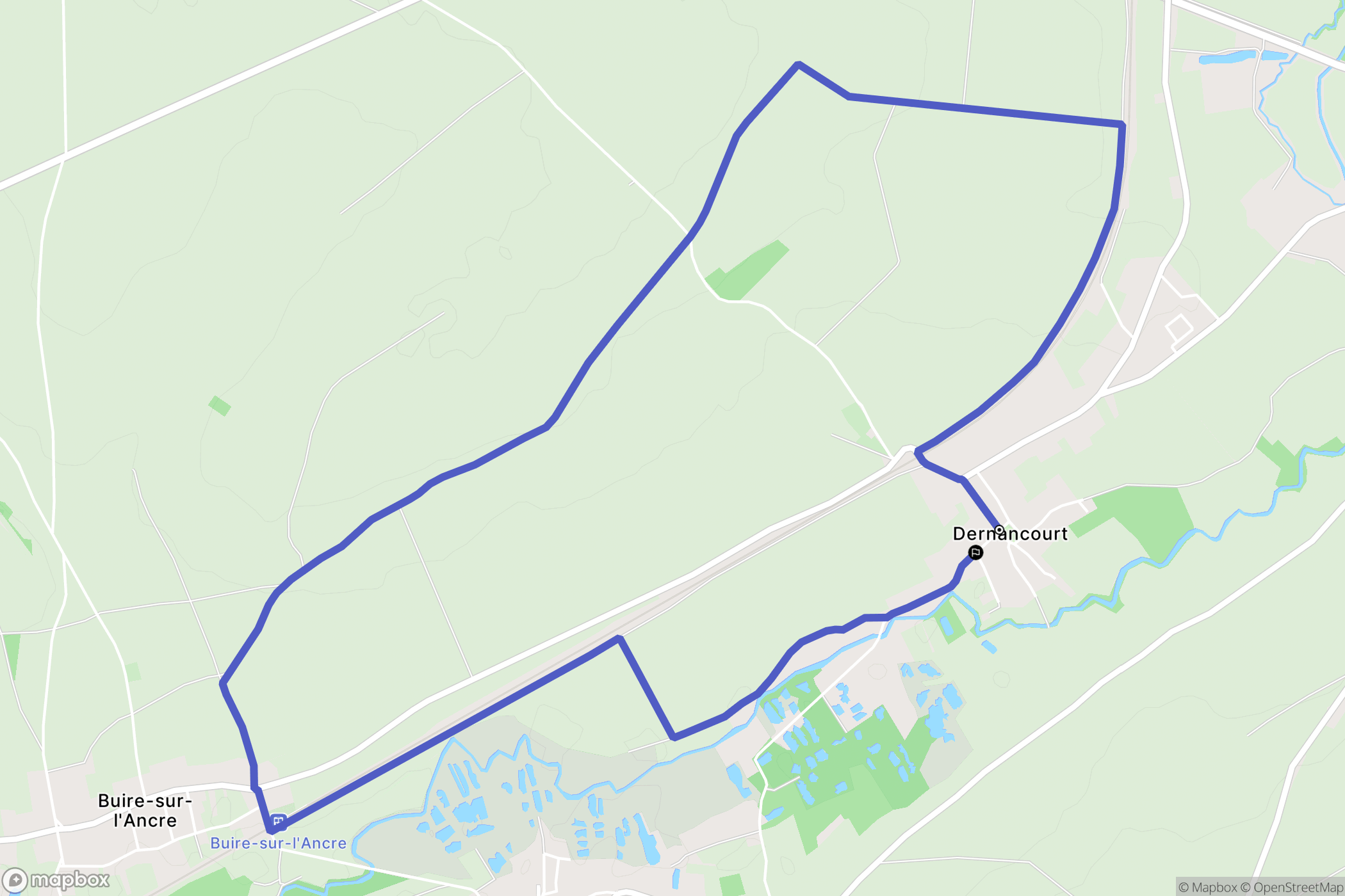 Dernancourt : carte du parcours de randonnée - France