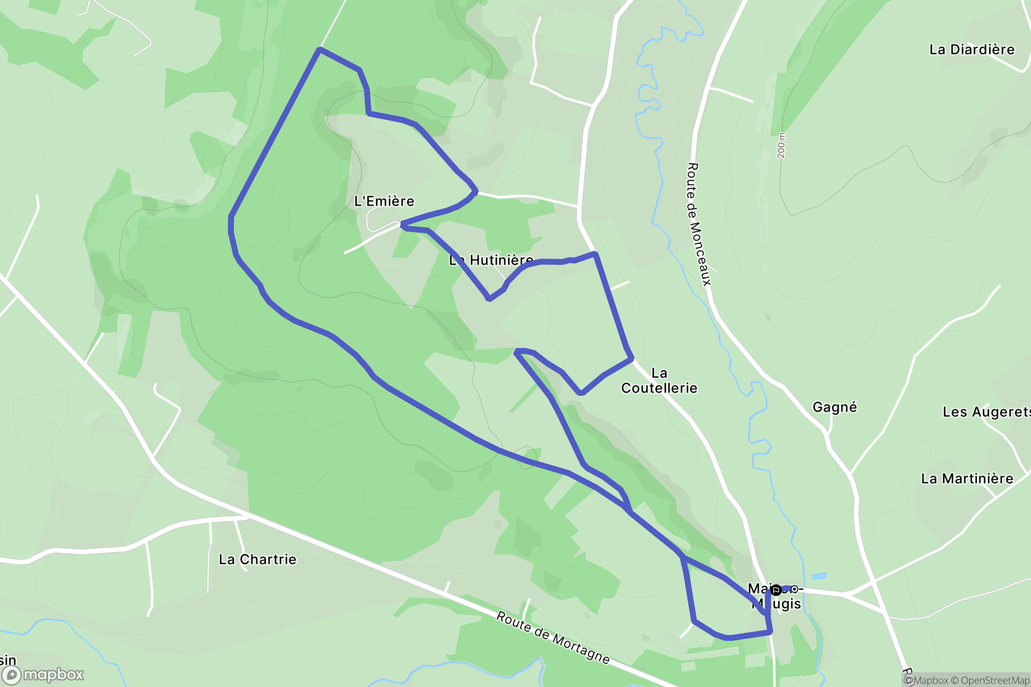 Cour-Maugis-sur-Huisne : carte du parcours de randonnée - France