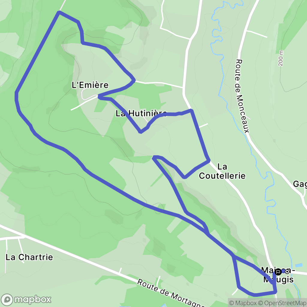 Cour-Maugis-sur-Huisne : carte du parcours de randonnée - France