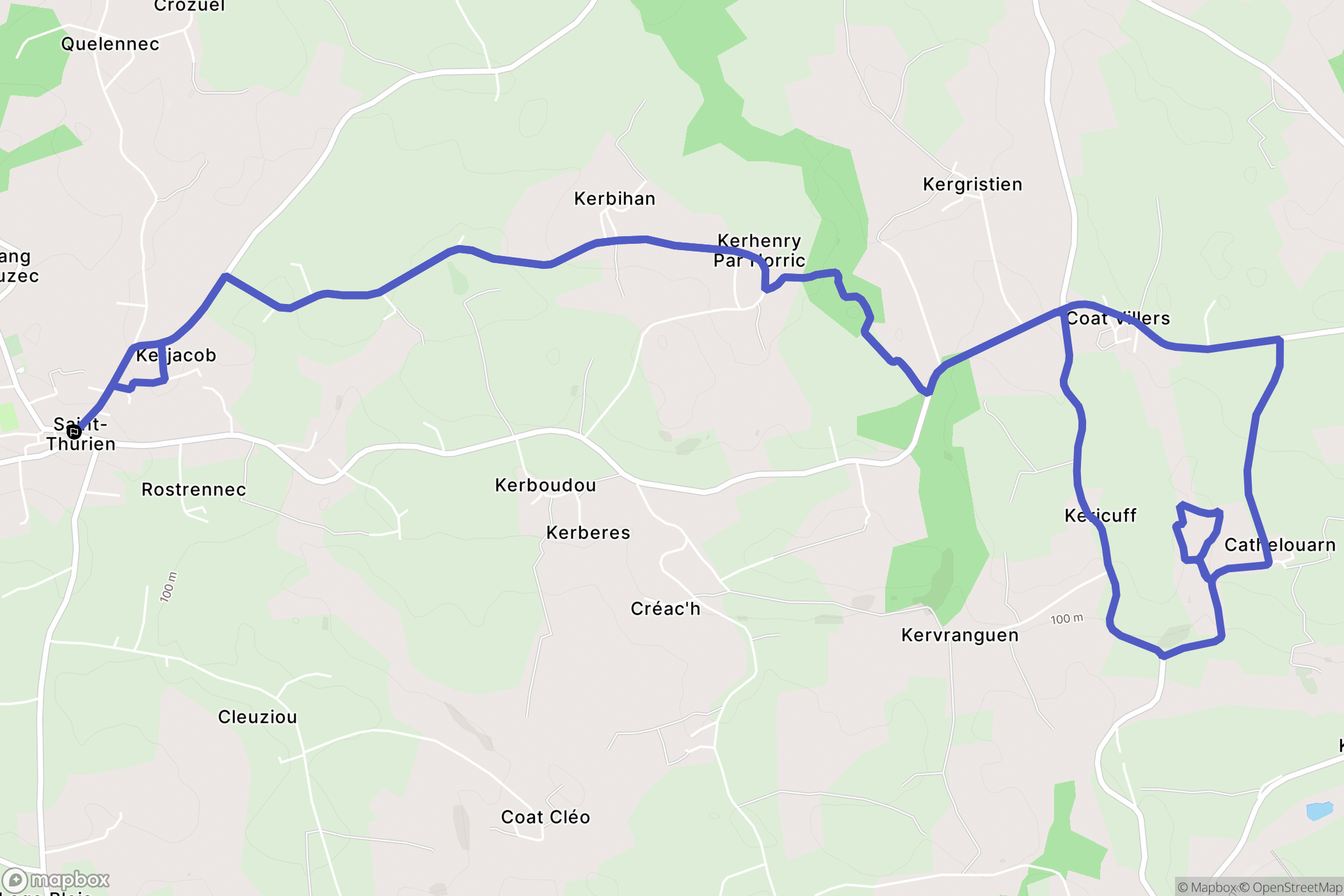 Saint-Thurien : carte du parcours de randonnée - France