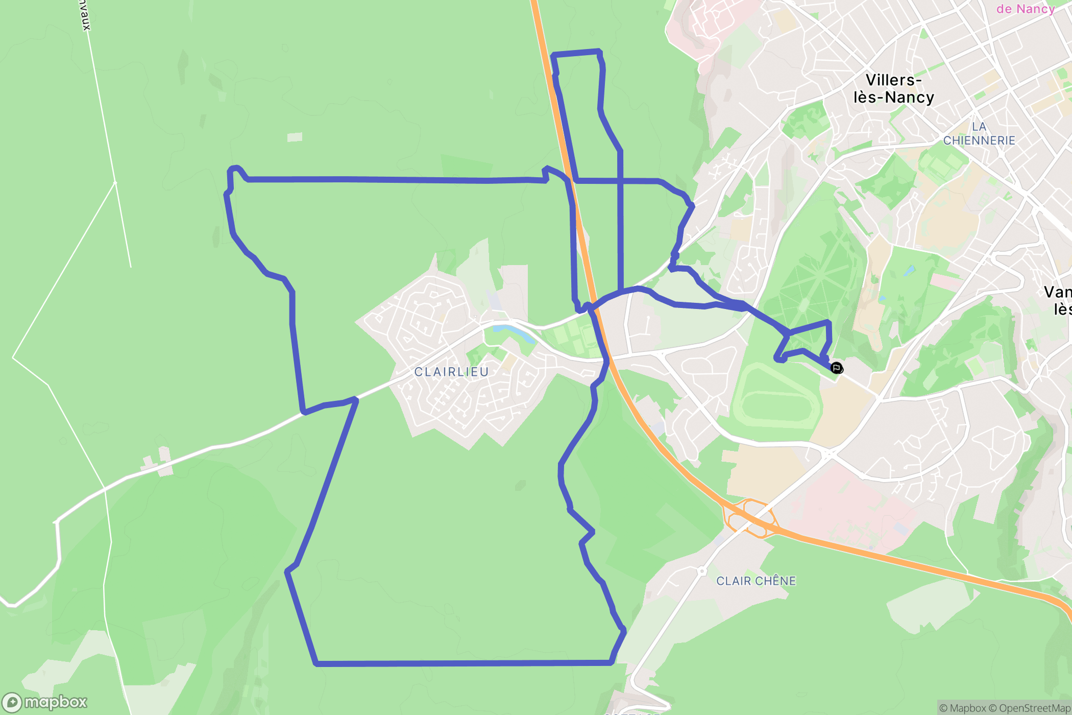 Vandœuvre-lès-Nancy : carte du parcours de randonnée - France