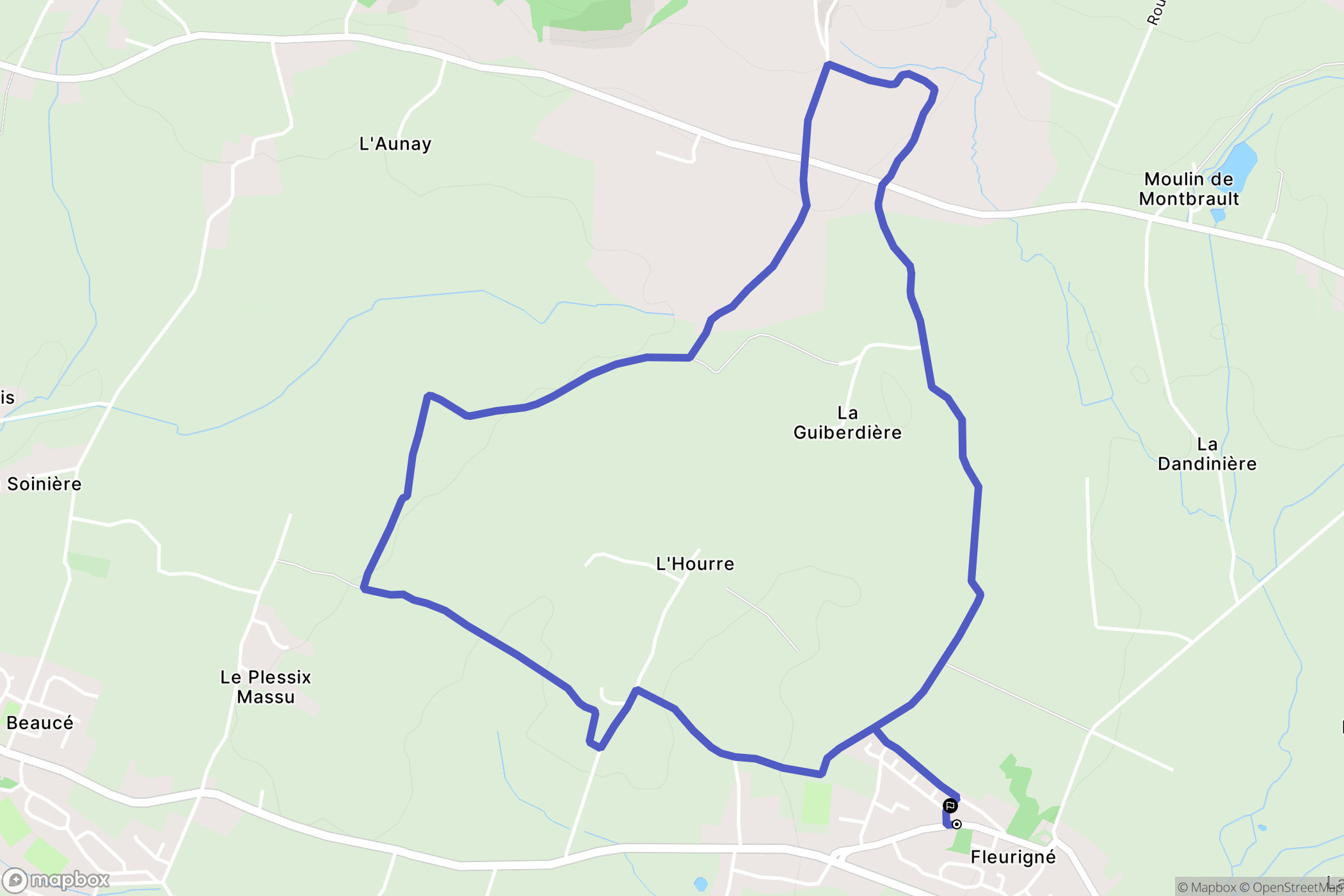 Fleurigné : carte du parcours de randonnée - France