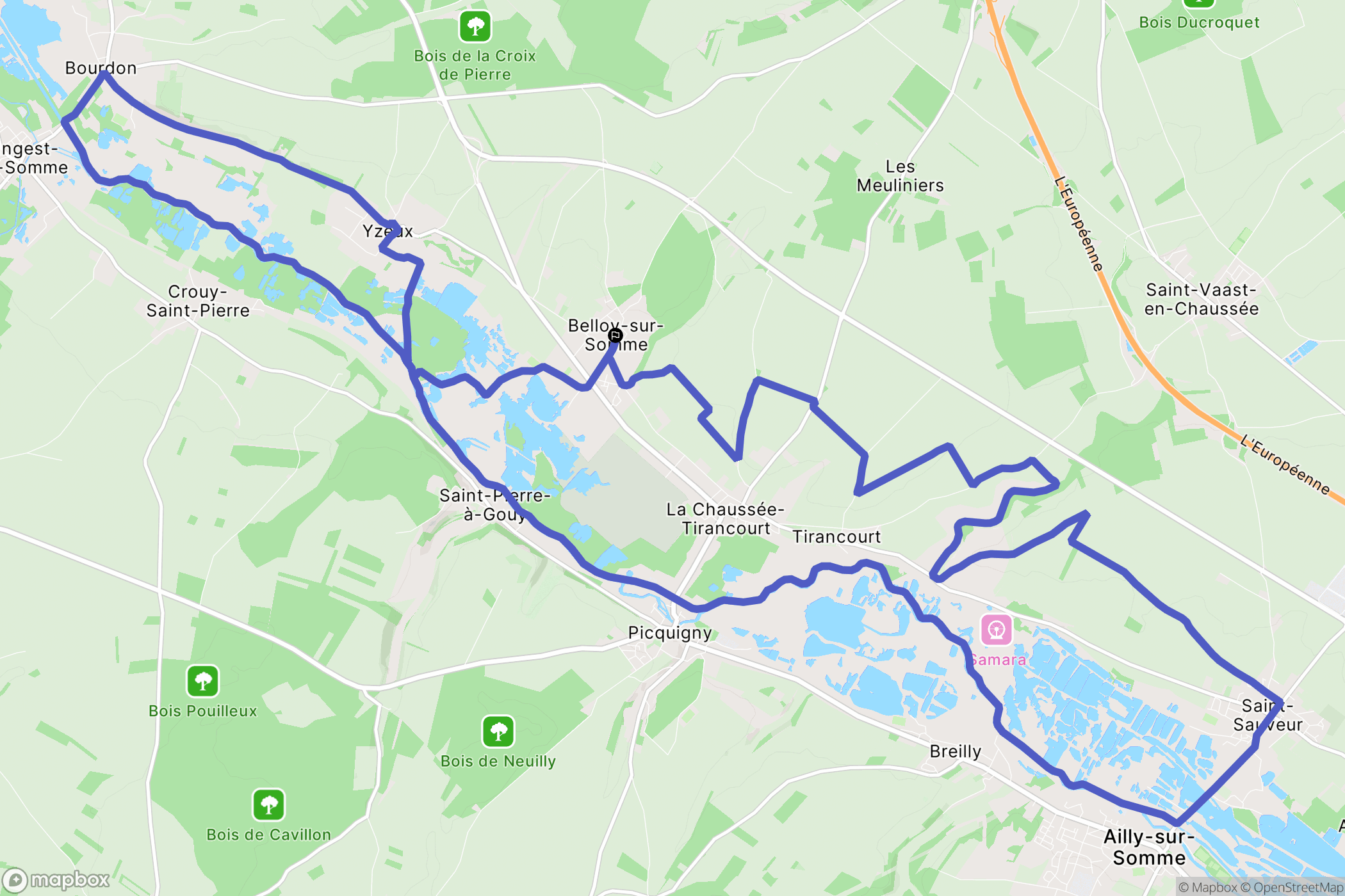 Belloy-sur-Somme : carte du parcours de randonnée - France