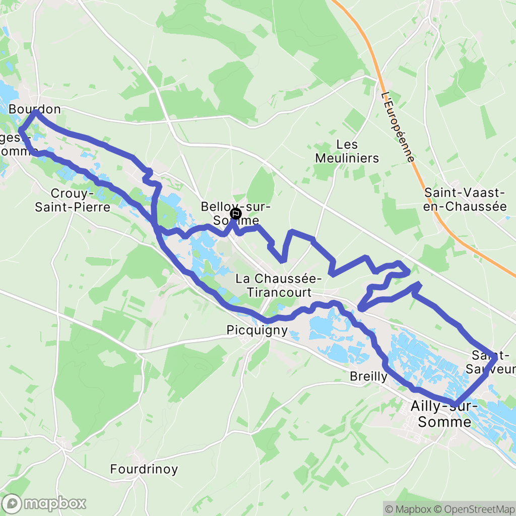Belloy-sur-Somme : carte du parcours de randonnée - France