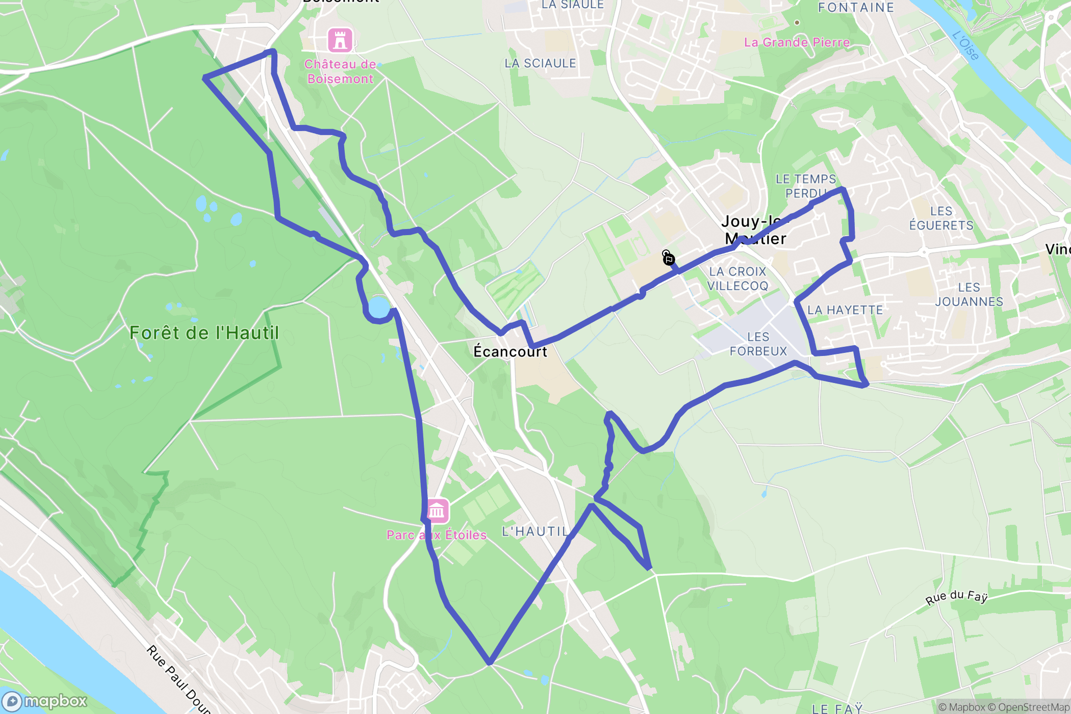 Jouy-le-Moutier : carte du parcours de randonnée - France