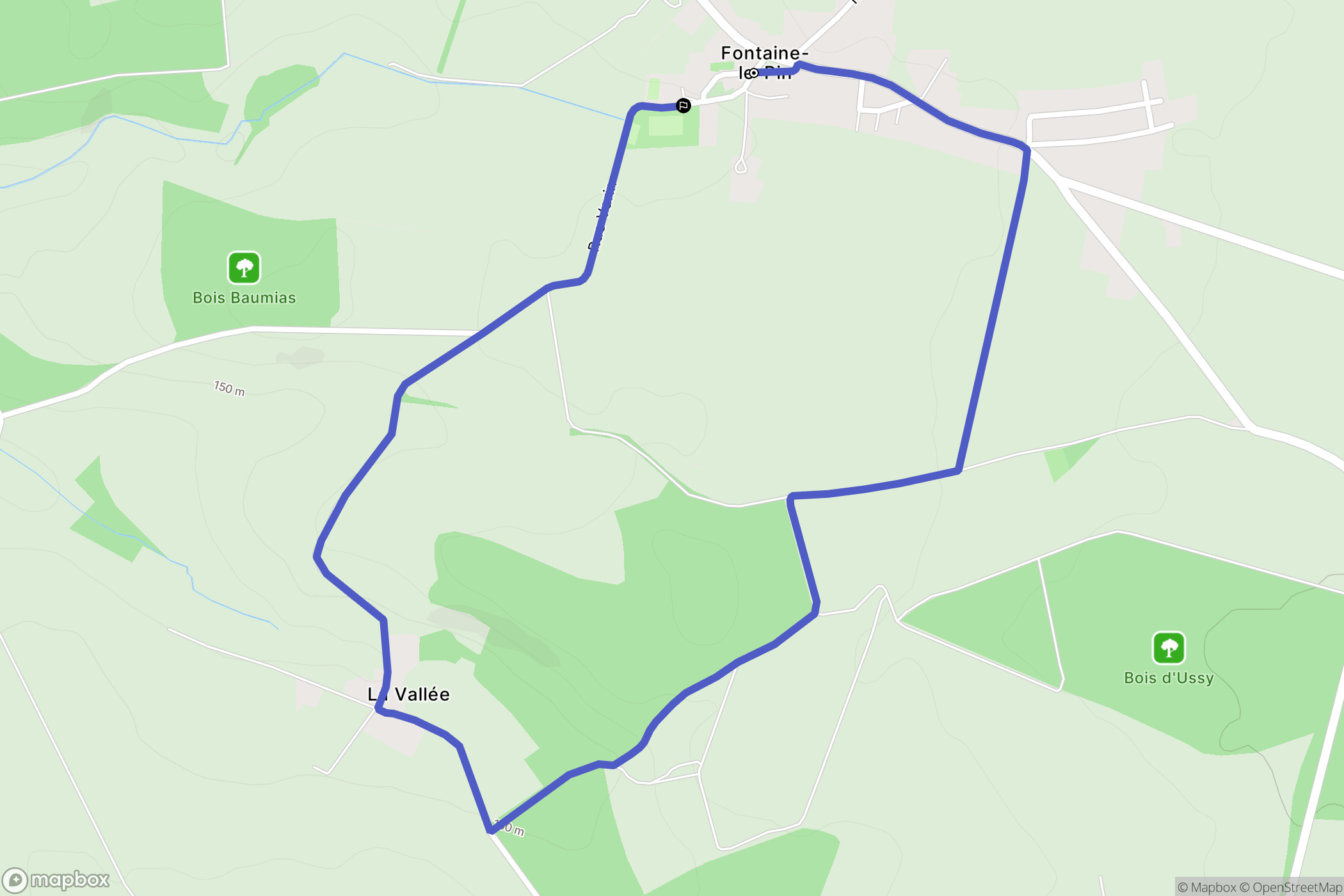 Fontaine-le-Pin : carte du parcours de randonnée - France